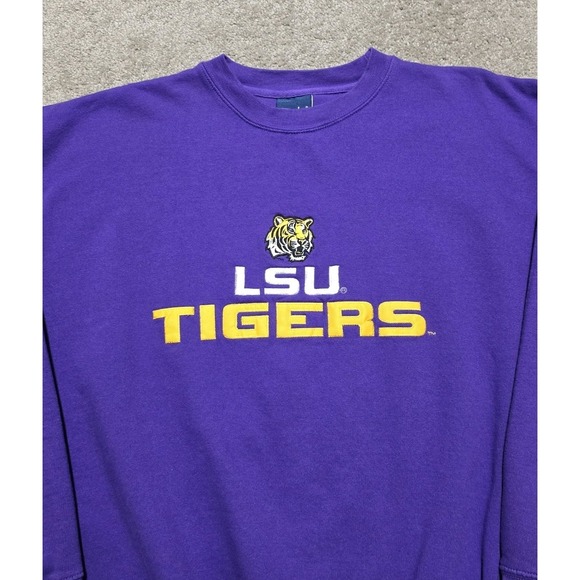 VTG 00s LSU Tigers Purple Sweatshirt OVB Mens Size XL Embroidered - Picture 3 of 15